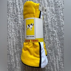 Big Dogs Yellow, White & Black Striped Beach Towel